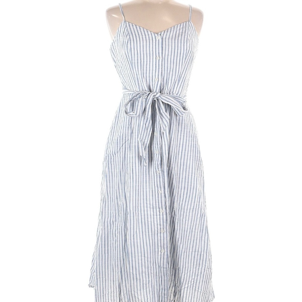 Who What Wear Blue and White Striped Midi Dress